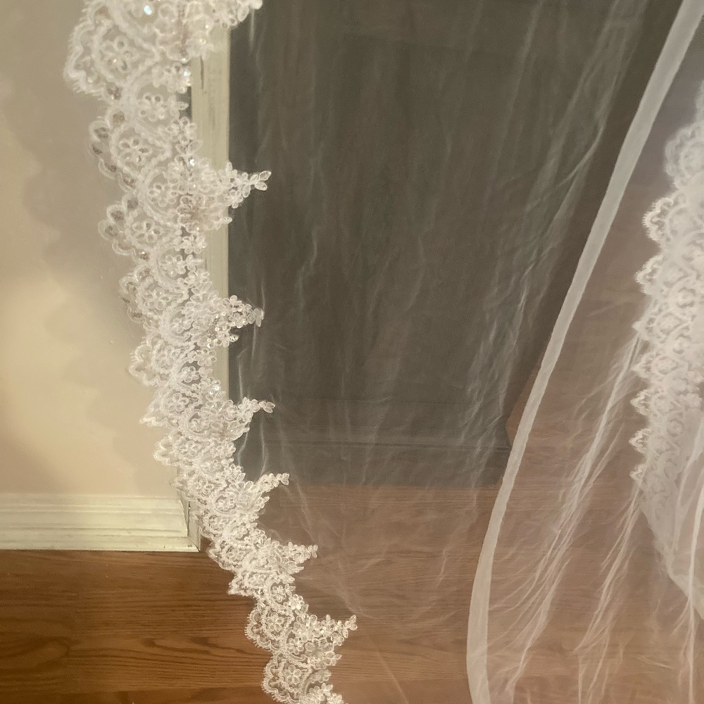 SOLD Sequin wedding veil with blusher